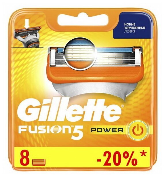 Сменные Кассеты Для Мужской Бритвы Gillette Fusion5 Power, с 5 лезвиями, c точным триммером для труднодоступных мест, для гладкого бритья надолго, 8 шт - фотография № 8