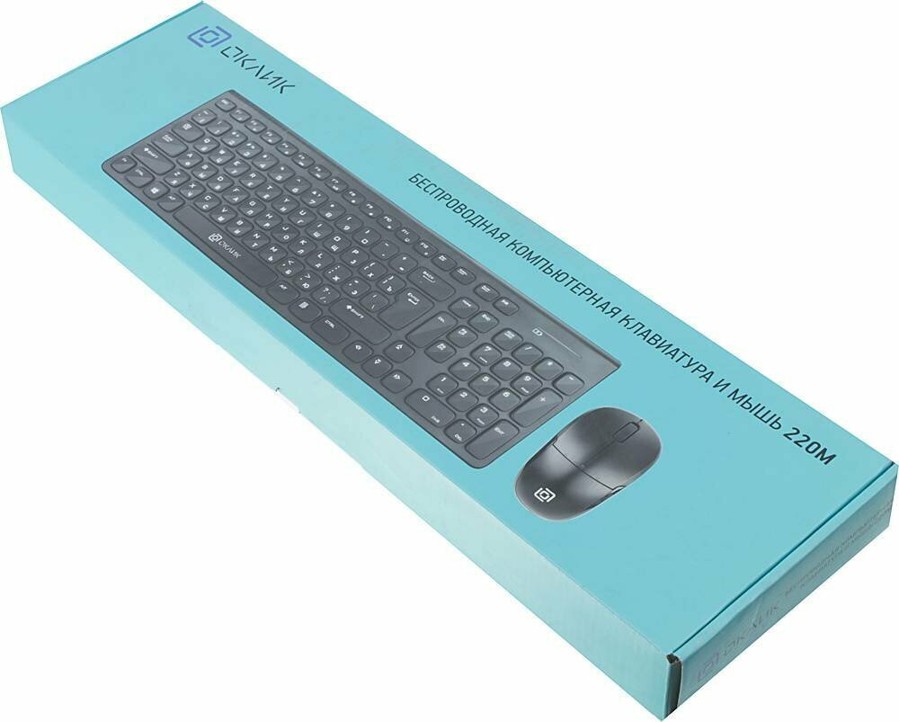 Комплект (клавиатура+мышь) OKLICK , USB, беспроводной, черный - фото №11