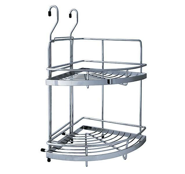 фото Полка подвесная угловая, 2 уровня, 230*230*400мм, хром