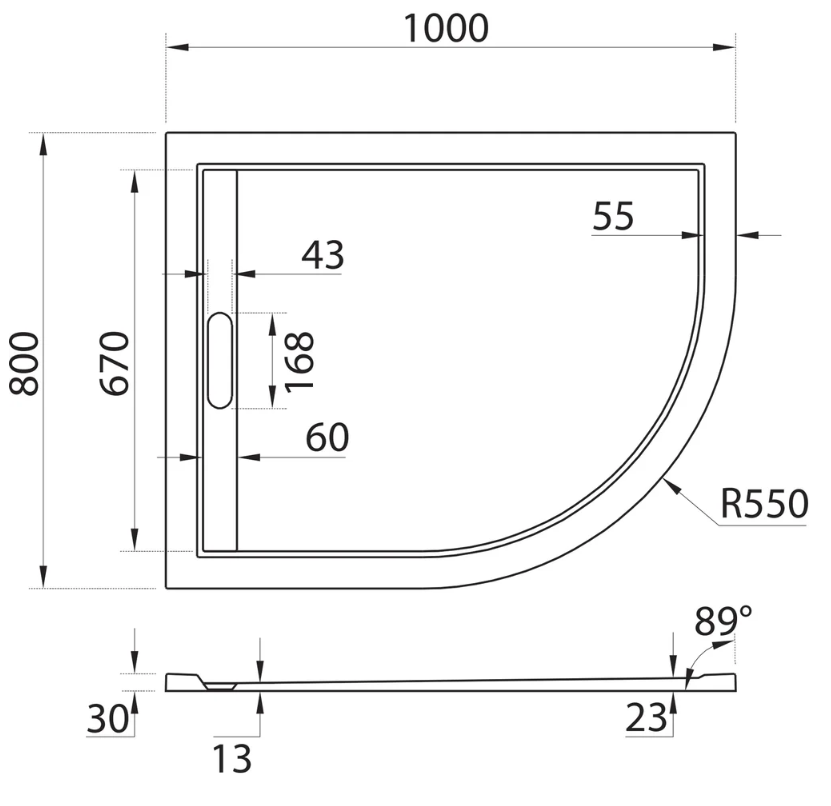 Душевой поддон Cezares TRAY-AS-RH-100/80-30-W-L 100x80, левосторонний - фотография № 9