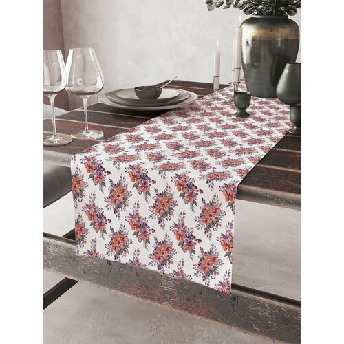 Дорожка на стол 40 х 180 см цветы и растения