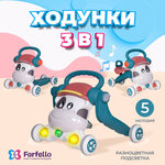 Ходунки детские Farfello K12, модель 3 в 1: толокар, ходунки и самокат, от 7 до 18 месяцев, до 12 кг, свет и музыка - изображение