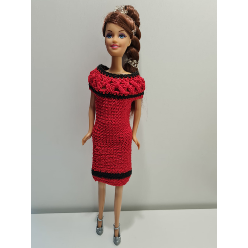 Платье для кукол «MiniFormy» «С черной каймой». Рост 29-30 см. (Барби, Ася)