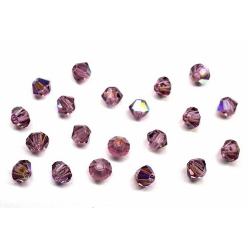 Бусины биконусы хрустальные 3мм, цвет AMETHYST AB, 745-031, 20шт бусины биконусы хрустальные 3мм цвет light siam ab 745 058 20шт