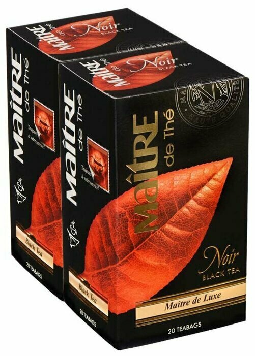 фото Чай чёрный MAITRE DE THE "мэтр ДЕ люкс" в пакетиках 80 г (2 шт х 40 пакетиков)