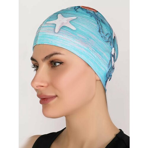 Шапочка для бассейна, водных видов спорта и плавания из микрофибры без логотипа (бирюзовый) 57-60