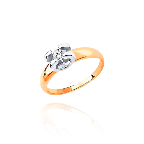 Перстень Магия Золота, красное золото, 585 проба, фианит, размер 20, ширина 20 мм, белый