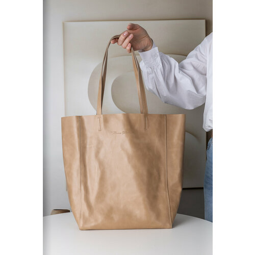 Сумка шоппер ANNA FEDERIKA, фактура гладкая, бежевый