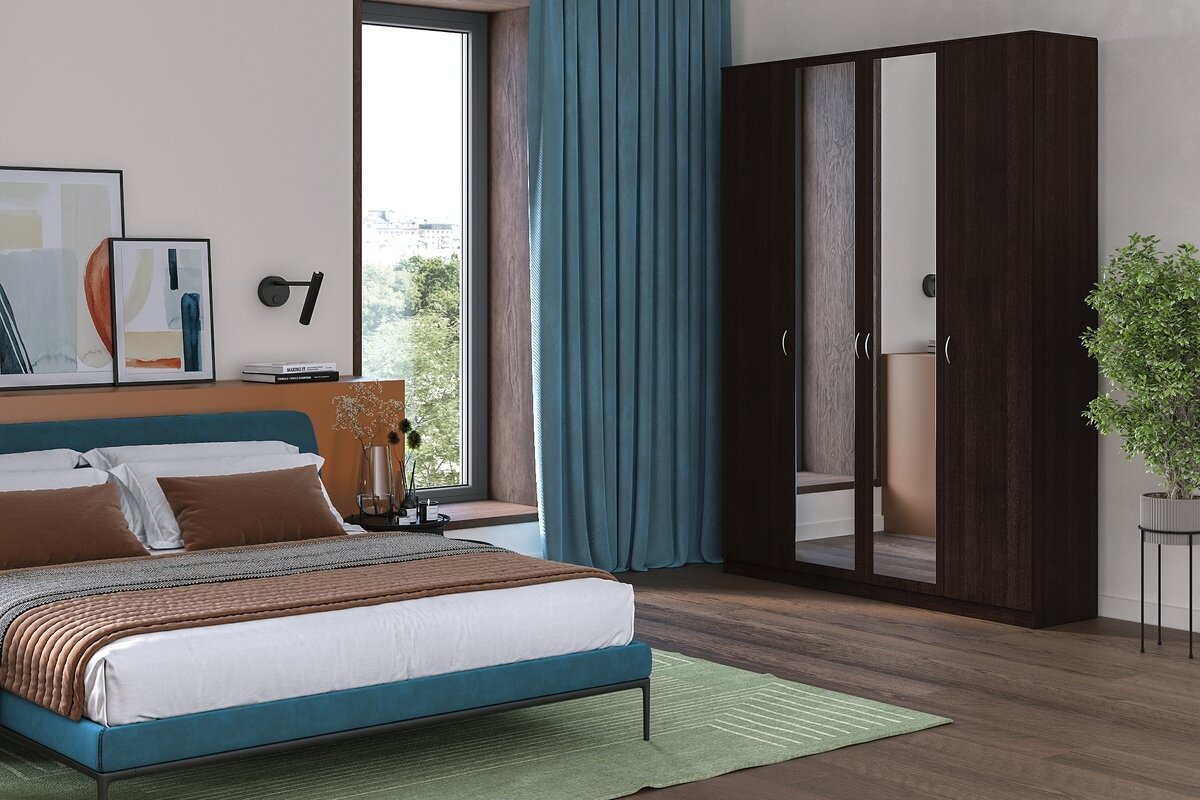 Шкаф распашной Лайт-4 Венге для одежды четырехдверный 210*200*40