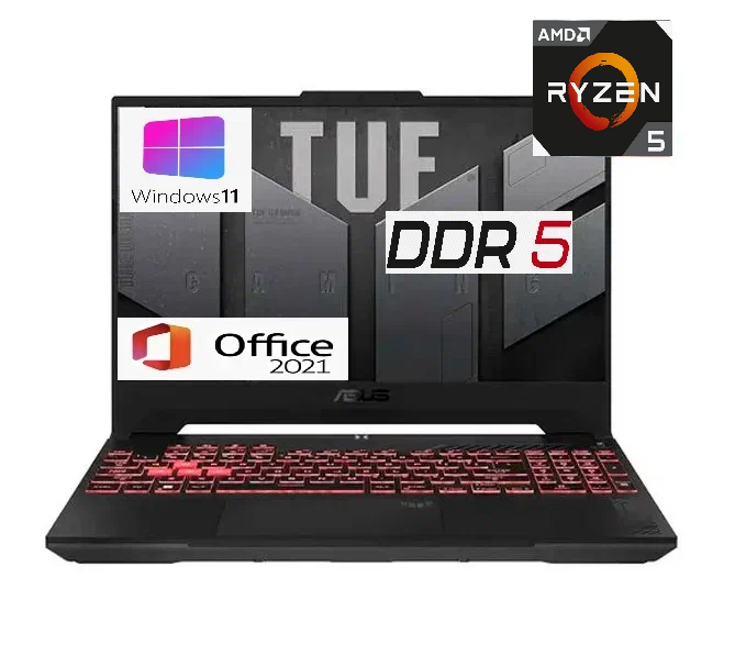 Игровой ноутбук Asus TUF 15.6" IPS 144гц, AMD Ryzen 5 7535HS,32Gb, SSD 1 TB, RTX 3050-4Gb, Win11 PRO+Office, Рус. клав.