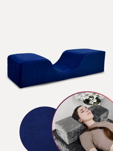 Изображение товара Подушка лешмейкера, лэшмейкера, для наращивания ресниц, высокая, велюровая, темно-синий