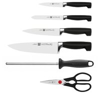 Набор Zwilling J. A. Henckels Four Star 4 ножа, ножницы и мусат с подставкой черный