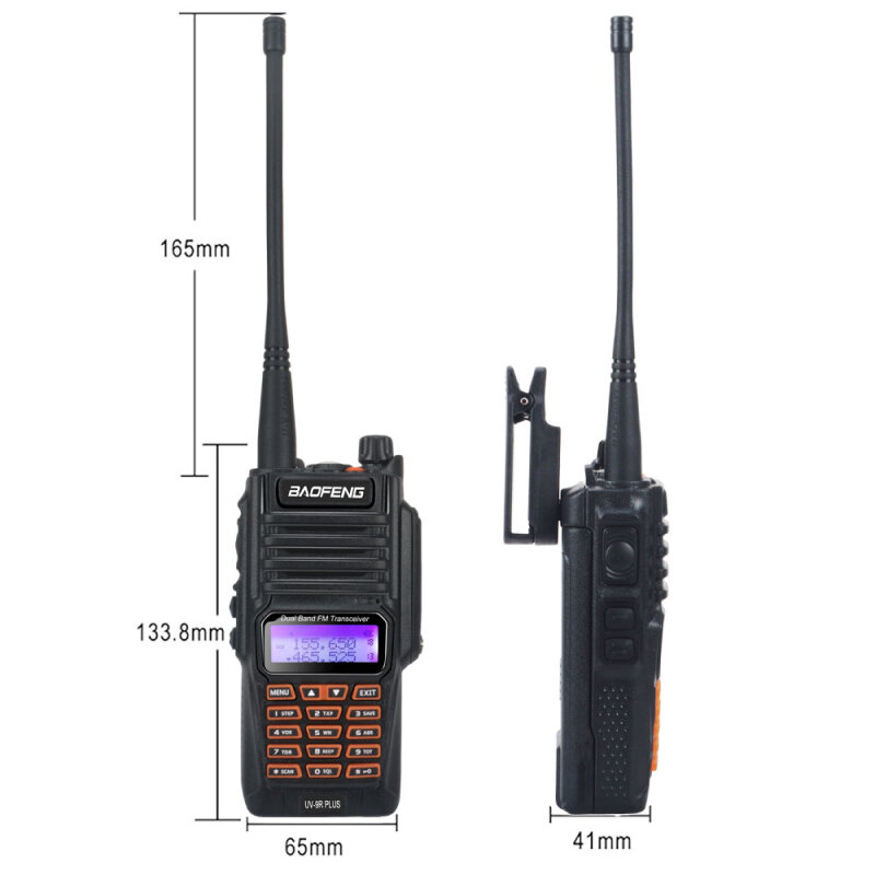 Портативная радиостанция Baofeng UV-9R Plus 8 Вт / Черная комплект 2  и радиус 10 км / UHF; VHF