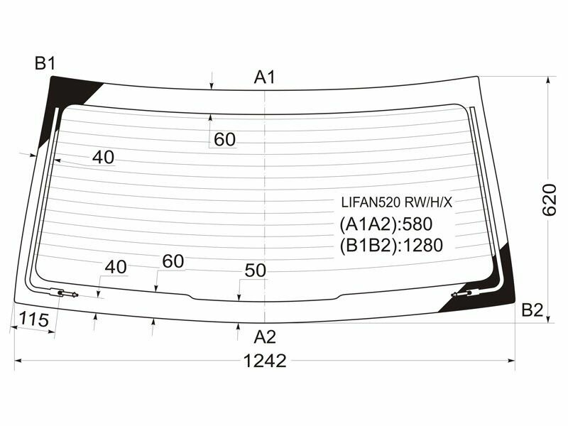 LIFAN520 RW/H/X Стекло заднее с обогревом LIFAN BREEZ LF7160 520 4/5D 06-10