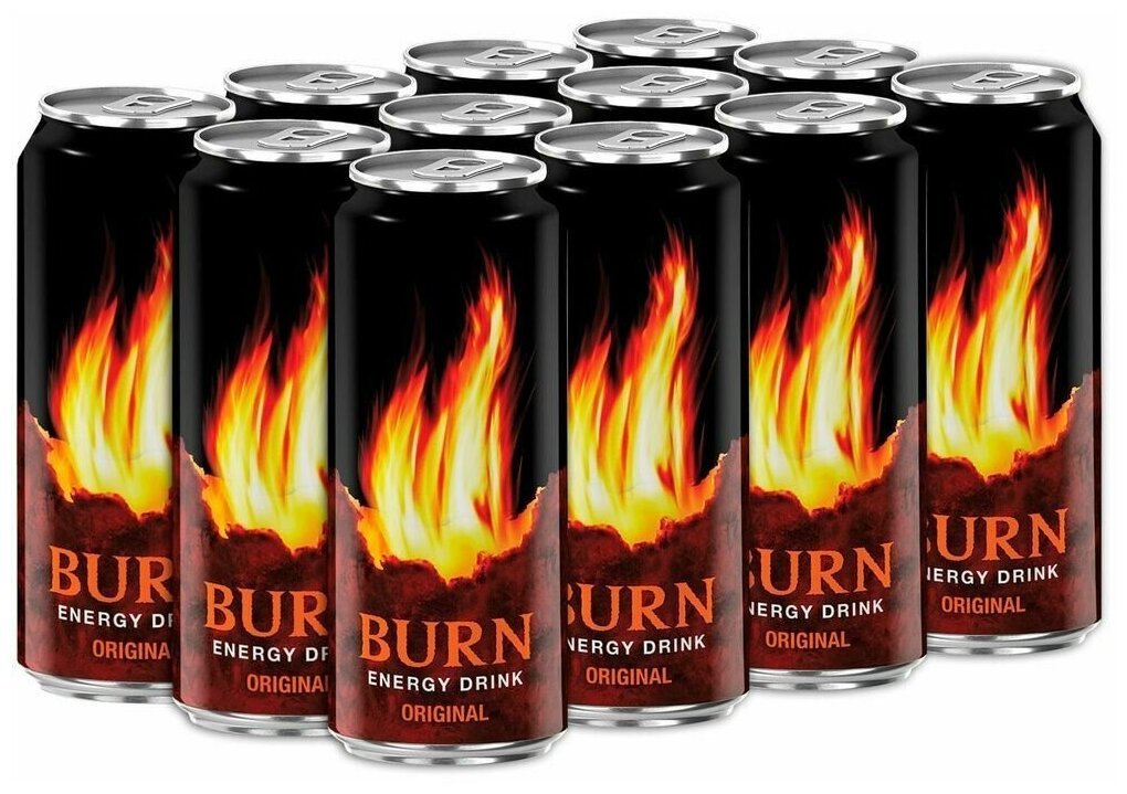 Энергетический напиток Burn (Берн) Original 0,449 л х 12 банок - фотография № 1