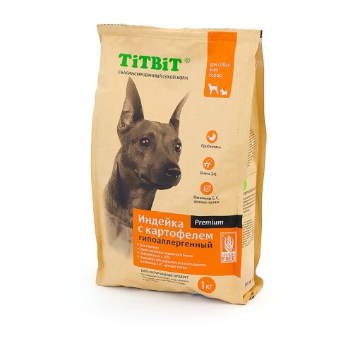 Корм TiTBiT для собак всех пород гипоаллергенный с индейкой и картофелем
