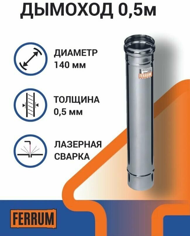 Дымоход Ferrum 05м (430/05 мм) Ф135