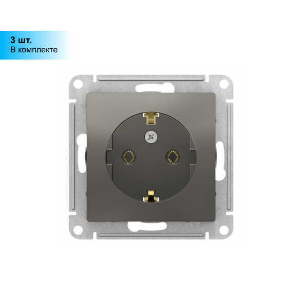 Механизм розетки 1-м СП AtlasDesign 16А IP20 с заземл. сталь SchE ATN000943 (3шт.) - фотография № 3