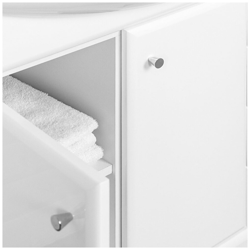 тумба с раковиной напольная итана classic 85 830х334х800 (белый глянец) - фото №9