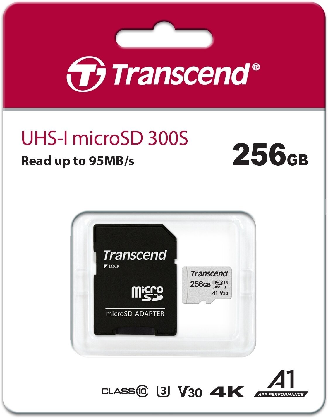 Карта памяти Transcend microSDXC 256 ГБ Class 10, V30, A1, UHS-I U3, R/W 100/40 МБ/с, адаптер на SD, серебристый - фотография № 4