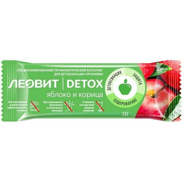 Леовит батончик детоксикационный с яблоком и корицей Detox 25г №1 Леовит нутрио ООО - фото №3