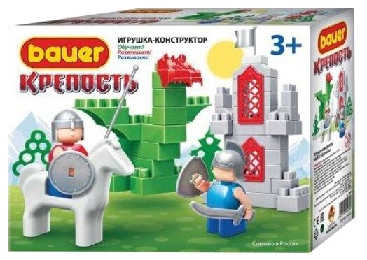 Детская развивающая игрушка конструктор Bauer серия "Крепость" Всадник и дракон (в коробке)