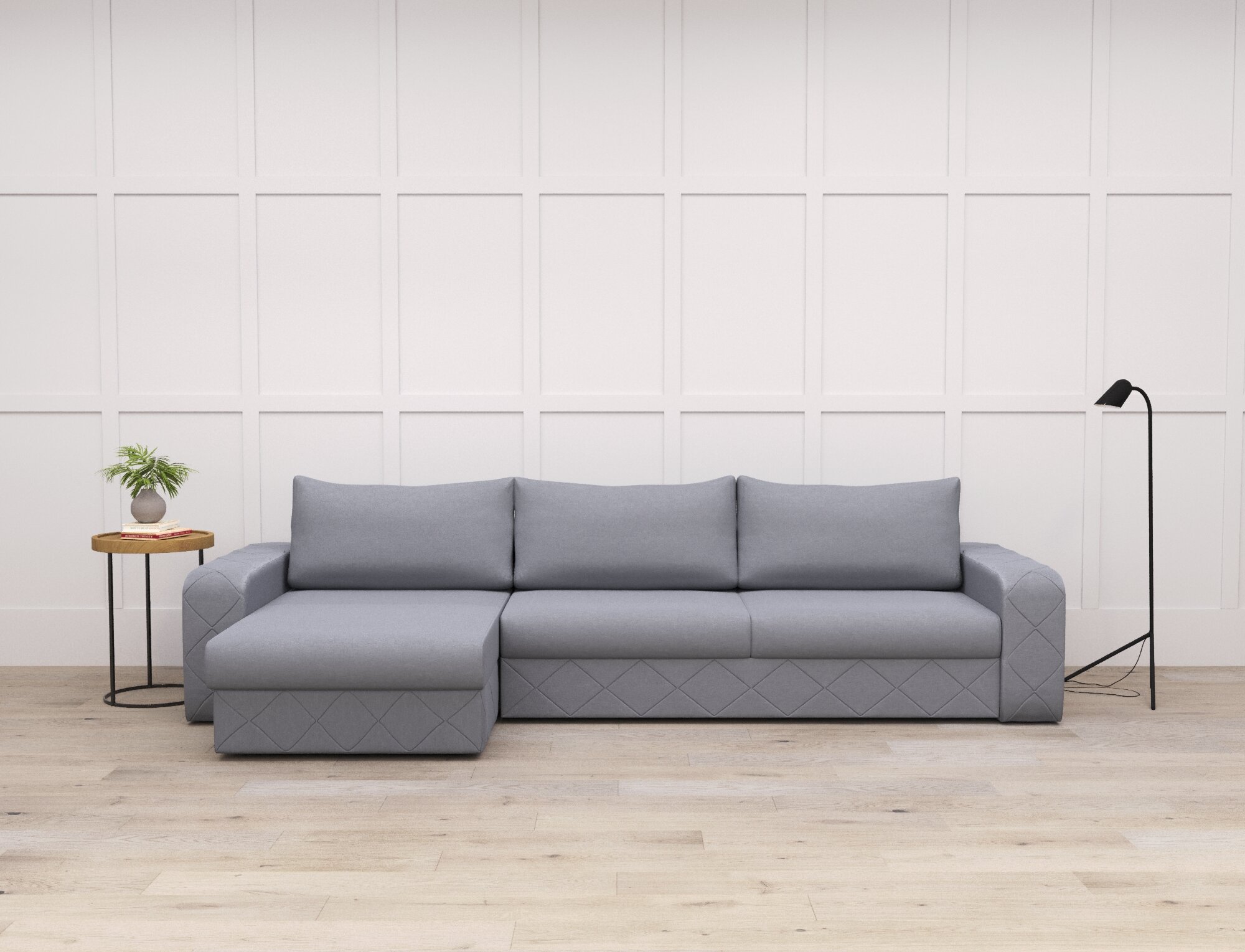 Угловой диван "Райли" с оттоманкой 320x156x108 "нэндо" Velutto 32