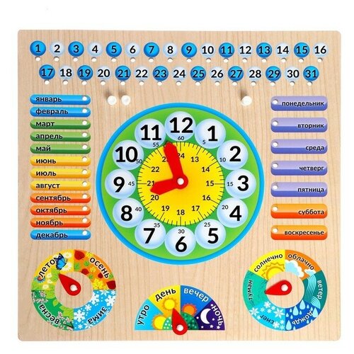 Fofa Обучающая доска «Календарь с часами» fofa обучающая доска ассоциация цвета