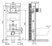 Унитаз с инсталляцией Jacob Delafon Patio E4187-00+E5504-NF+кнопка E4326-CP белый