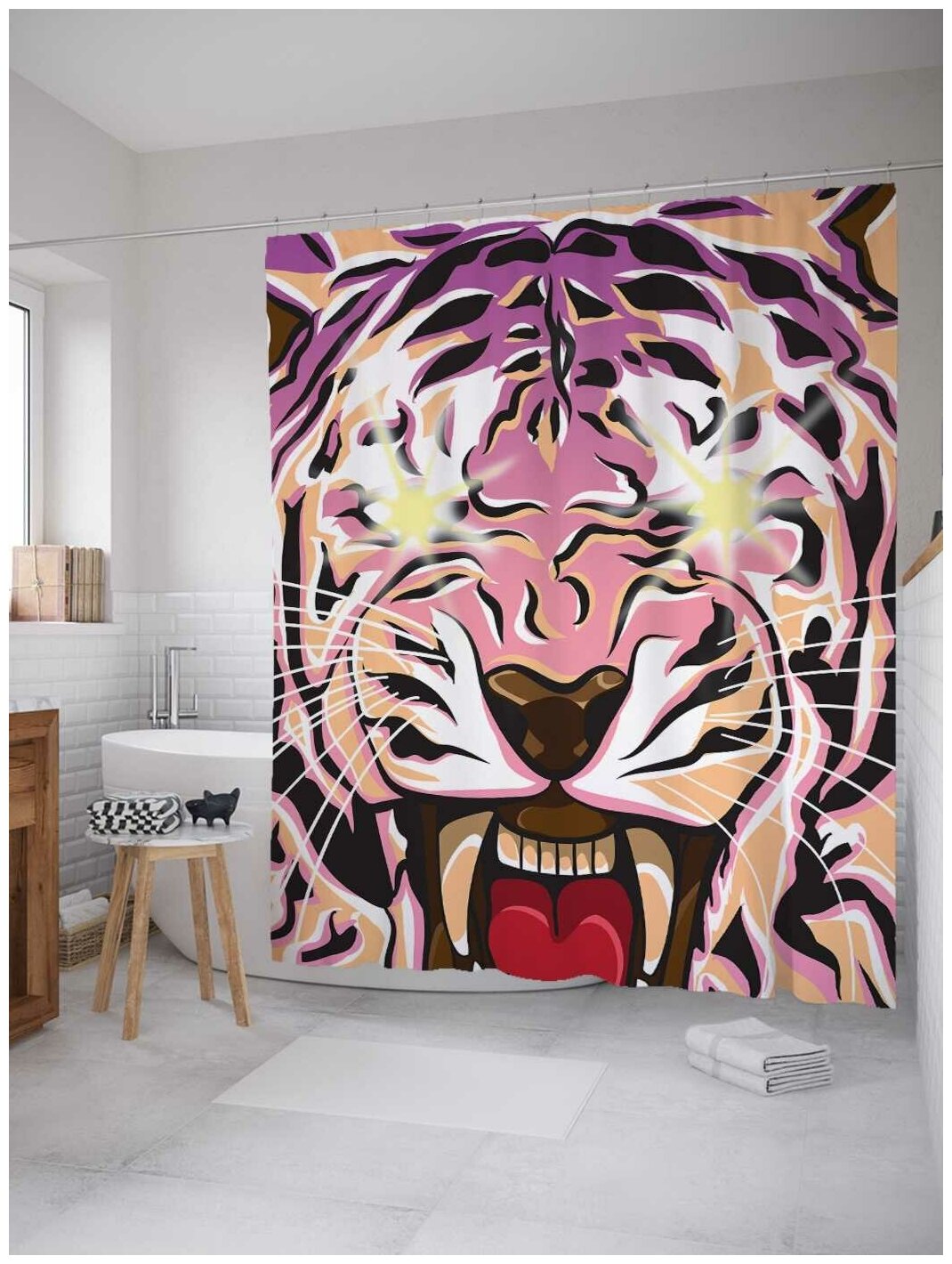 Штора для ванной JoyArty Тигр свекающий глазами 180х200 (sc-7727)