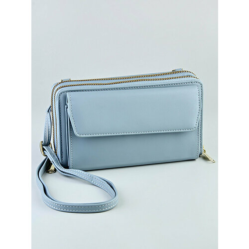Кошелек , экокожа, на молнии, голубой