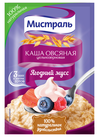 Каша Мистраль Овсяная Ягодный Мусс 40г Мистраль Трейдинг - фото №1