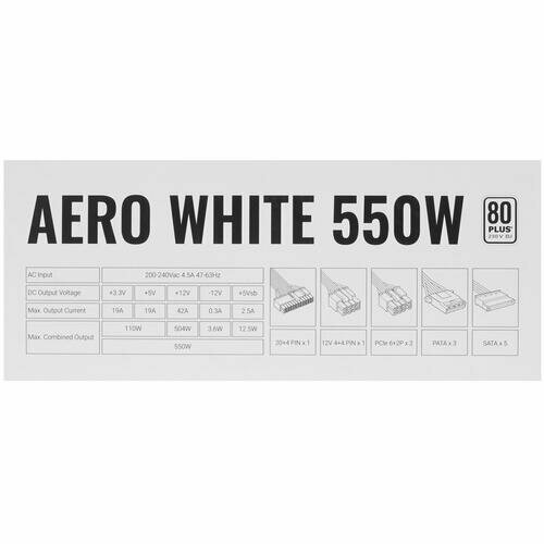 Блок питания AEROCOOL AERO WHITE, 550Вт, 120мм, черный, retail [aero white 550] - фото №14