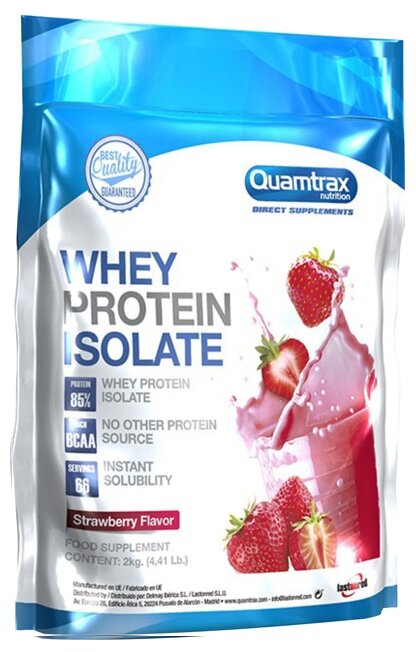 Изолят Quamtrax Direct Whey Protein Isolate, клубника, 2 кг