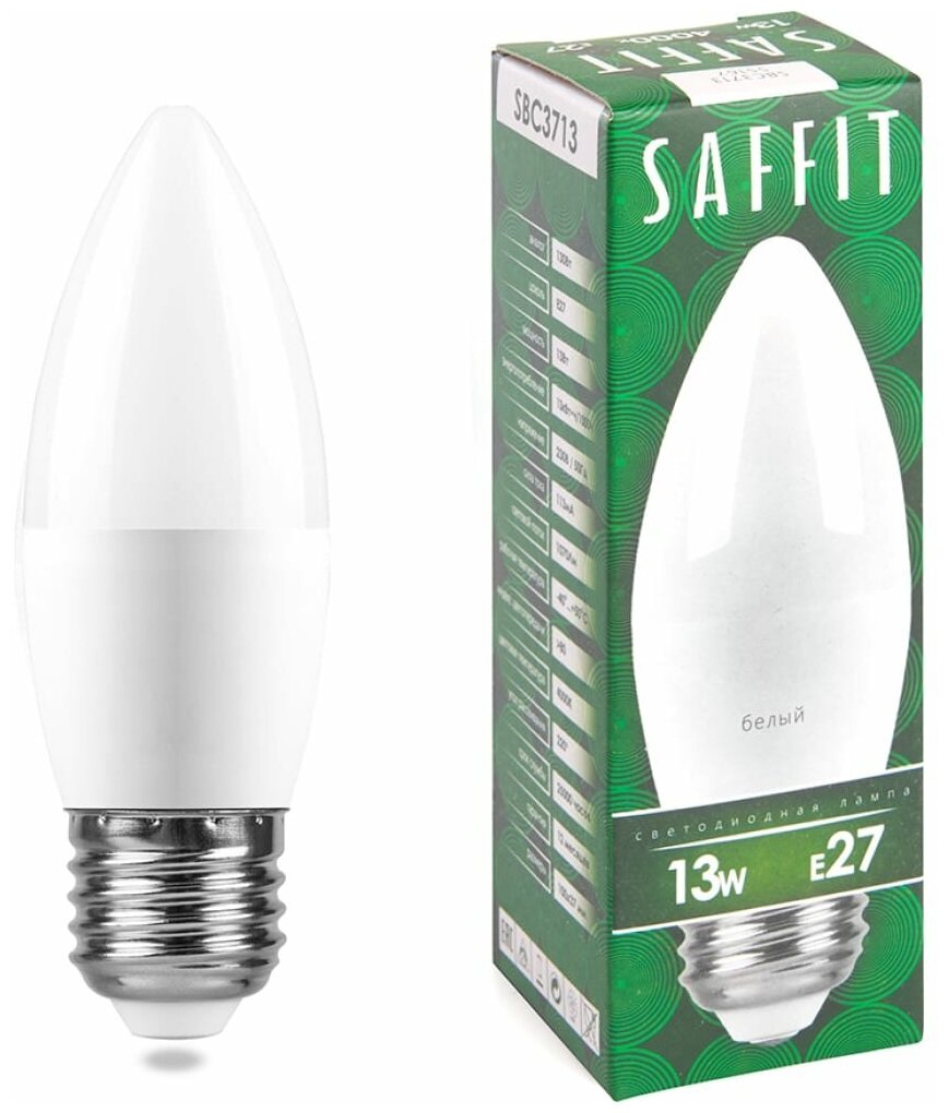 Saffit свеча C37 E27 13W(1070Lm) 4000K 4K 100x37 SBC3713 55167