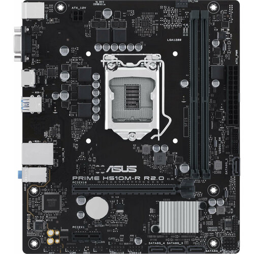 Материнская плата Asus PRIME H510M-R R2.0-SI, Soc-1200, Intel H470, mATX материнская плата asus prime h510m r r2 0 si h470 socket 1200 2xddr4 4xsata3 1xpci e16x 2xusb3 2 d sub dvi hdmi glan matx