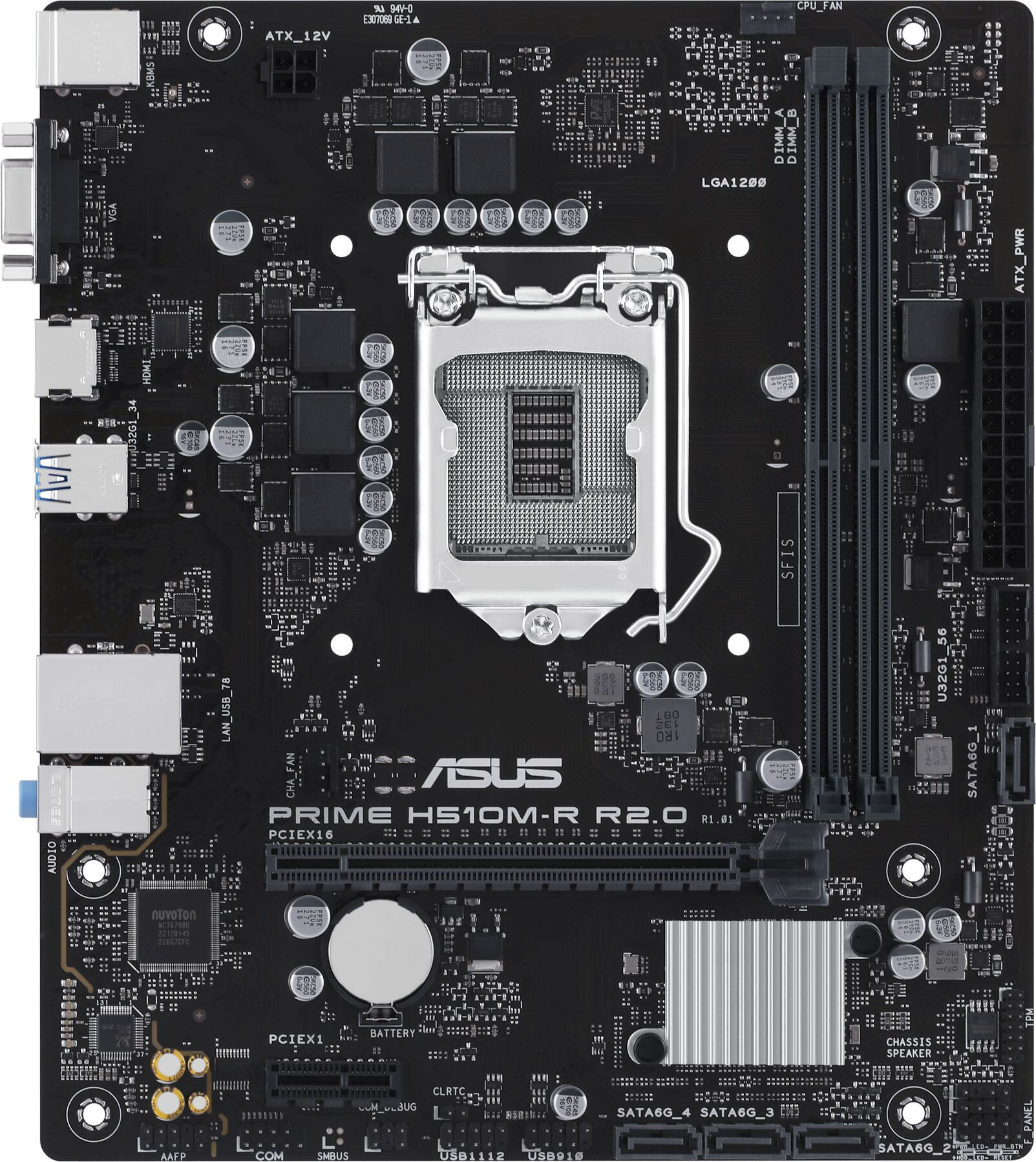 Материнская плата ASUS PRIME H510M-R R2.0-SI (LGA1200 mATX)