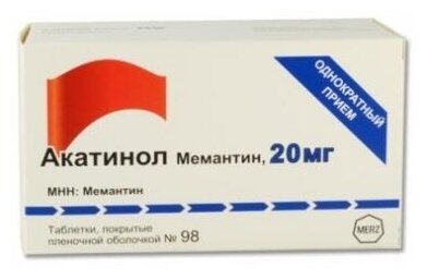 Акатинол Мемантин таб. п/о плен., 20 мг, 98 шт.