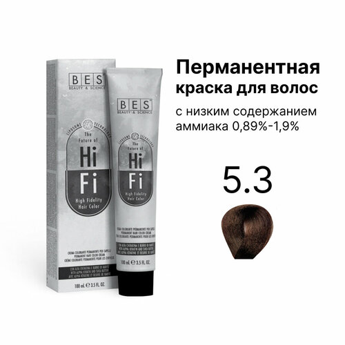 Купить BES Перманентная крем-краска для волос HI-FI, 5.3 светло-коричневый золотистый, 100 мл