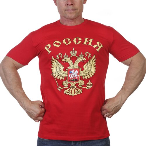 красная футболка с гербом рф 48 m Футболка ВОЕНПРО, размер 52 (XL), красный