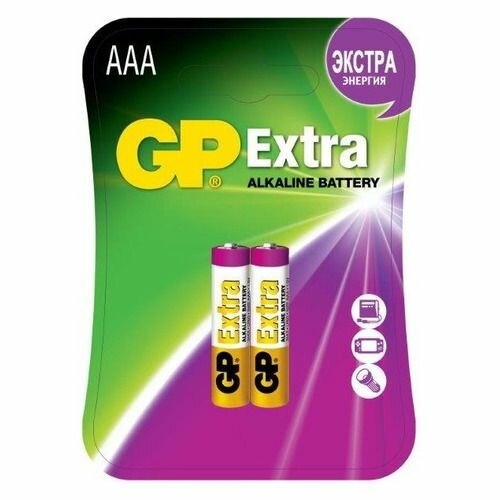 AAA Батарейка GP Extra Alkaline 24AX LR03, 2 шт.