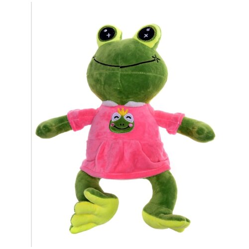 фото Мягкая игрушка лягушка царевна в розовом платье. 45 см. лягушка царевна плюшевая игрушка. королева игрушек