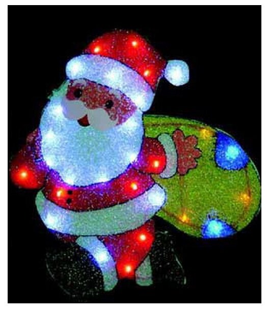 Световое панно "Санта-Клаус с мешком", 28 светодиодов, 49х57 см, мульти