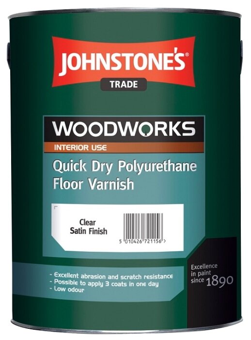 Лак Johnstone's Quick Dry Polyurethane Floor Varnish Clear Satin (5 л)