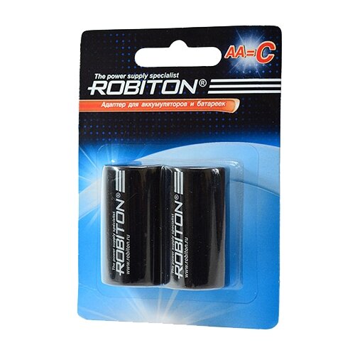 фото Футляры для аккумуляторов и батареек aa и c (блистер 2шт цена за три блистера ) - adaptor-aa-c bl2 (robiton) (код заказа 12153 и)