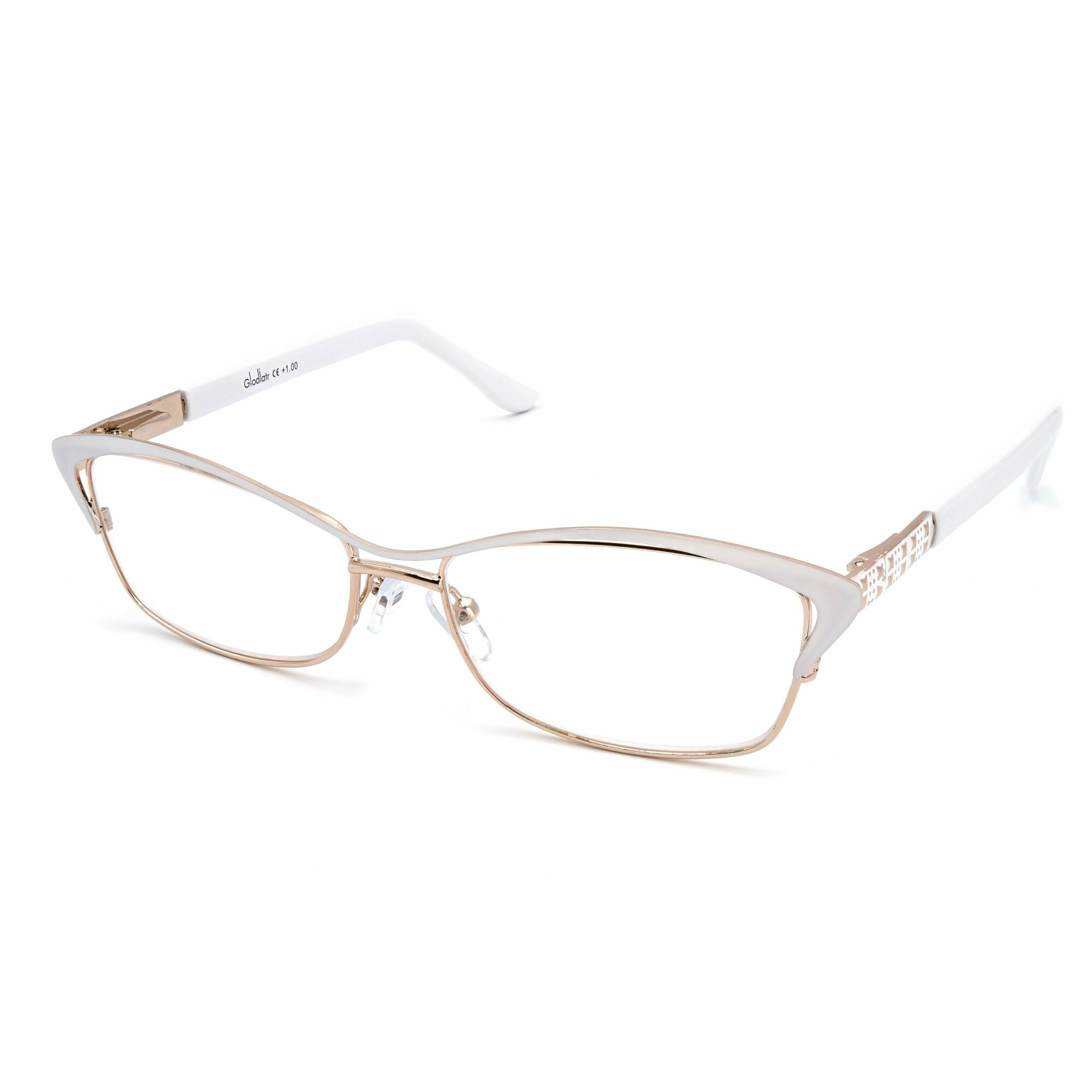 Готовые очки для зрения с диоптриями корригирующие женские G1179 белый, металл/очки для чтения для дали, РЦ62-64,+1.75