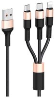 Кабель Hoco X26 Xpress USB - microUSB/USB Type-C/Lightning 1 м черный