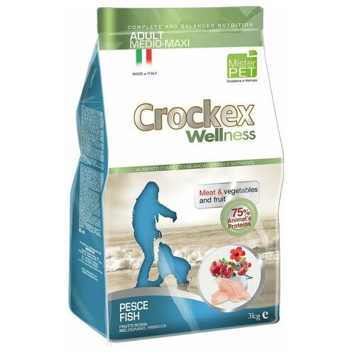 Crockex сухой корм для собак средних и крупных пород, рыба и рис