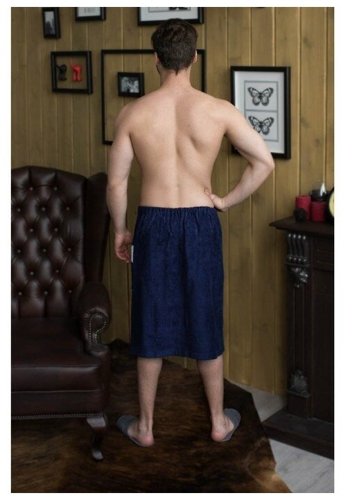 Килт махровый Homeliness мужской (вышивка) цвет темный - фотография № 2