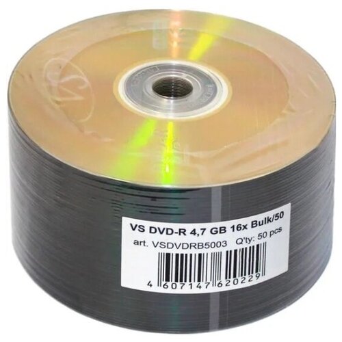 Диск VS DVD-R 4,7 GB 16x Bulk/50 диск dvd r vs dvd r 4 7gb 16x bulk 50